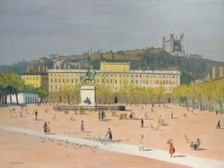 Yves Brayer - La Place Bellecour, Lyon