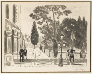 Yves Brayer - Les Gardes et Paysage de Montagne