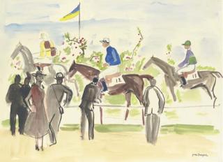 Yves Brayer - The Paddock, Jockeys Up