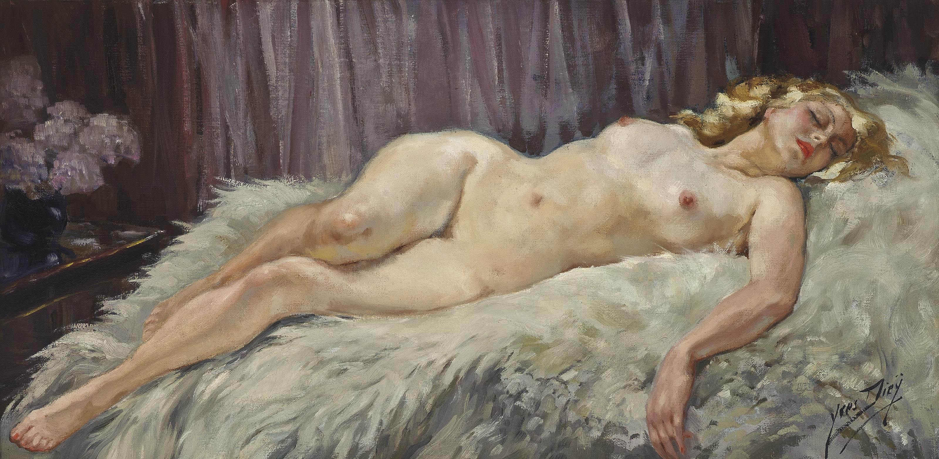 Yves Diey - Reclining nude