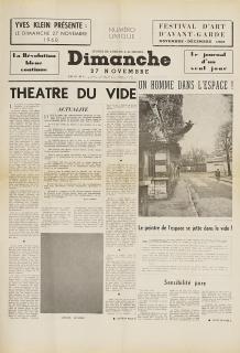Yves Klein - Dimanche, le journal d’un seul jour (Théâtre du vide)