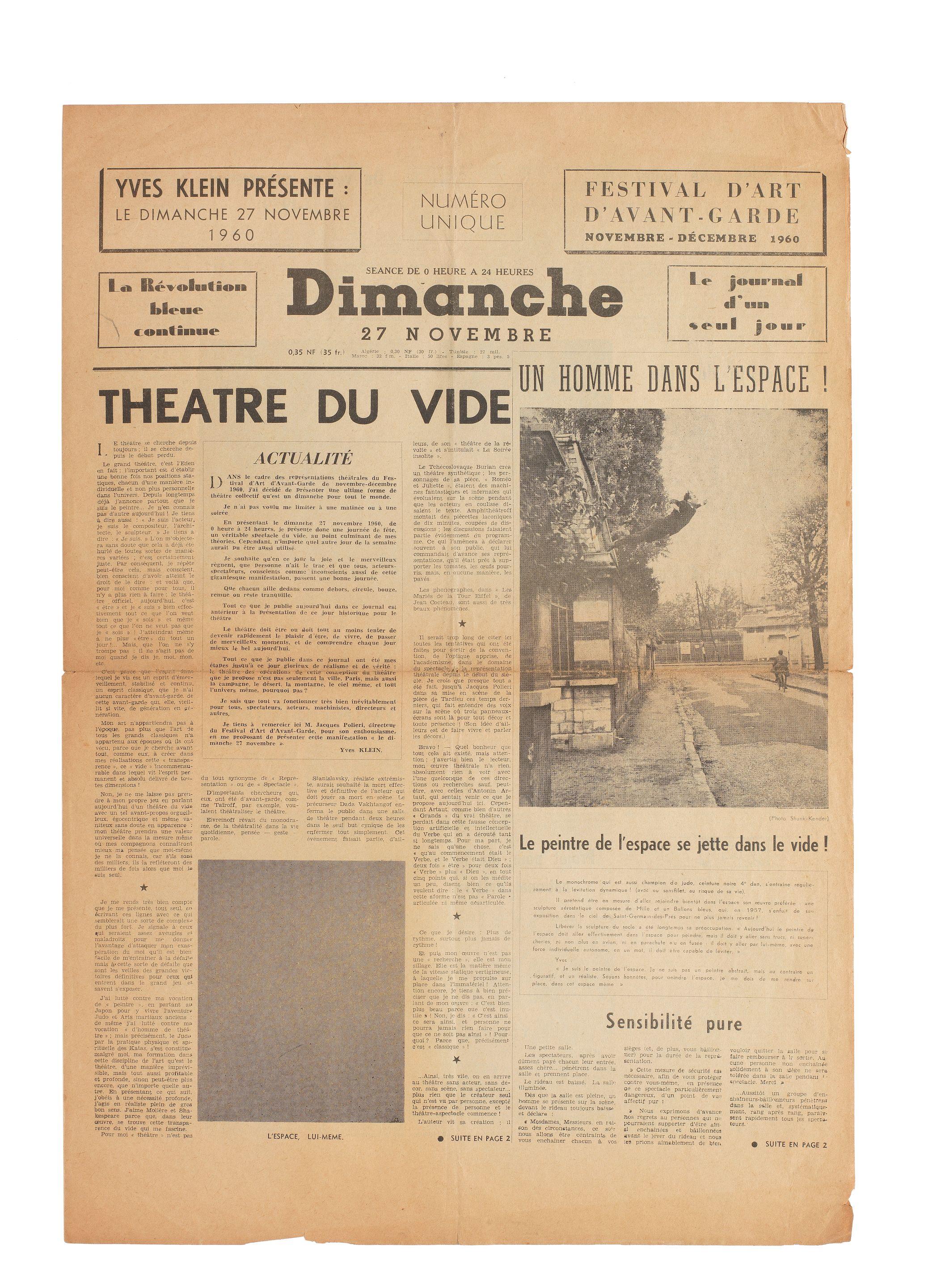 Yves Klein - Dimanche: Le Journal d\'un Seul Jour