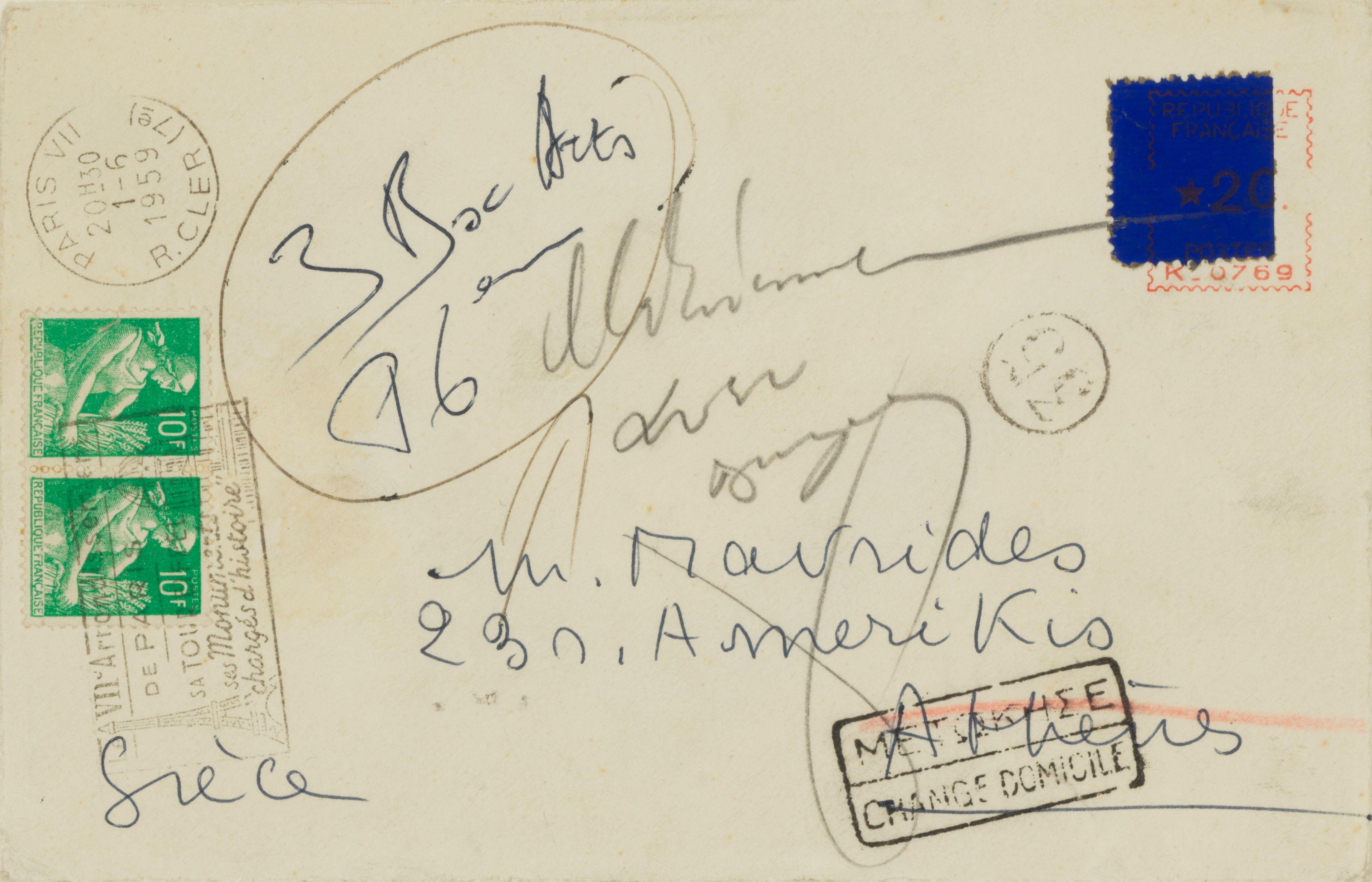 Yves Klein - Enveloppe Avec Timbre Bleu, 1959