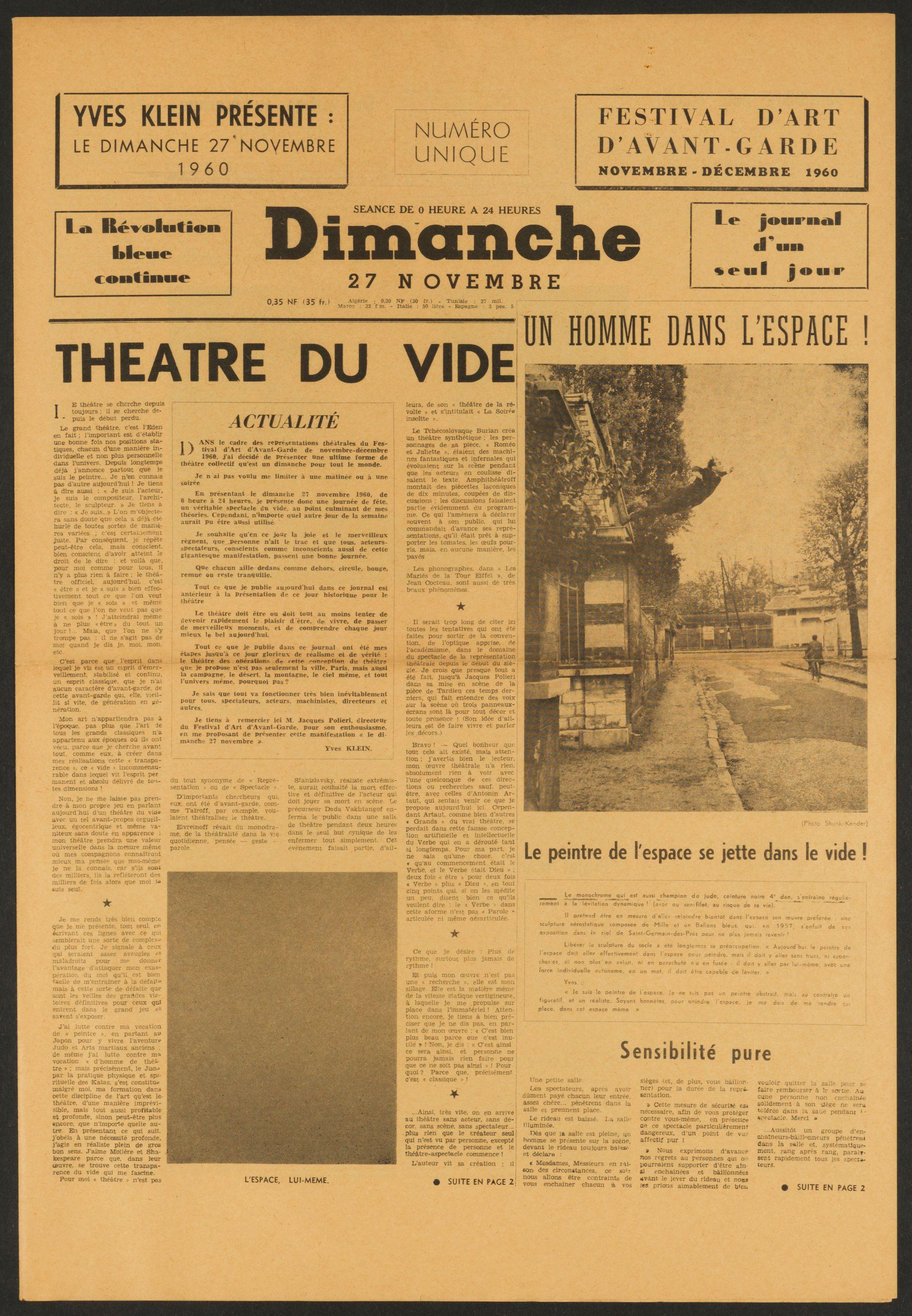 Yves Klein - Journal D\'Un Seul Jour, 1960