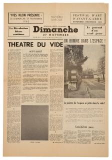 Yves Klein - Théatre du Vide (Yves Klein présente: Le dimanche 27 novembre 1960, Festival d\'Art d\'Avant-Garde, La Révolution bleue continue, Le journal d\'un seul jour)