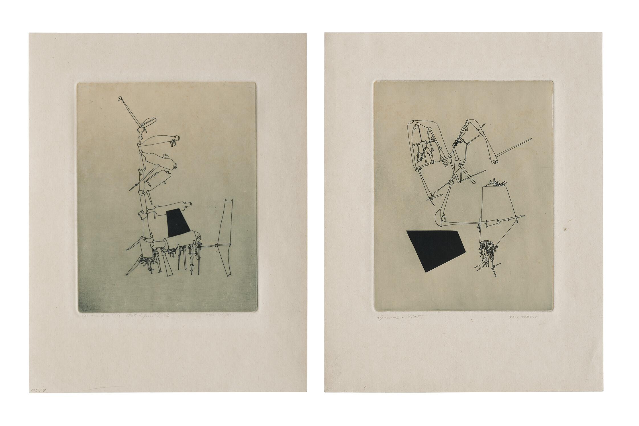 Yves Tanguy - Ohne Titel (2 Radierungen zu Jean Laude \