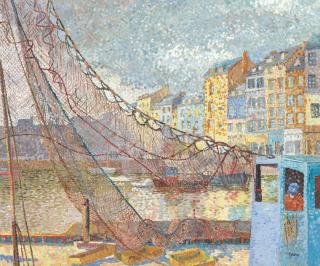 Yvonne Canu - Séchage des filets à Honfleur