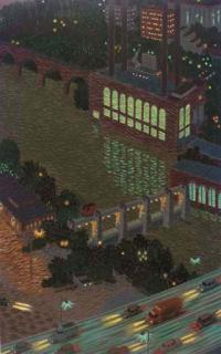 Yvonne Jacquette - Mississippi Night Lights (Minneapolis)