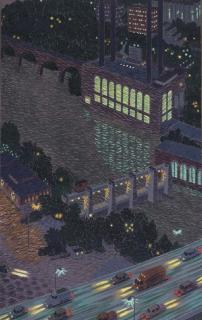 Yvonne Jacquette - Mississippi Night Lights (Minneapolis)