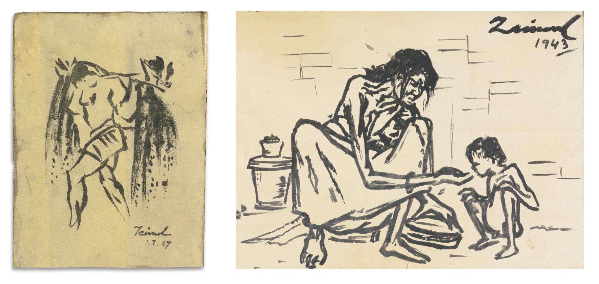 Zainul Abedin - Two Untitled Works