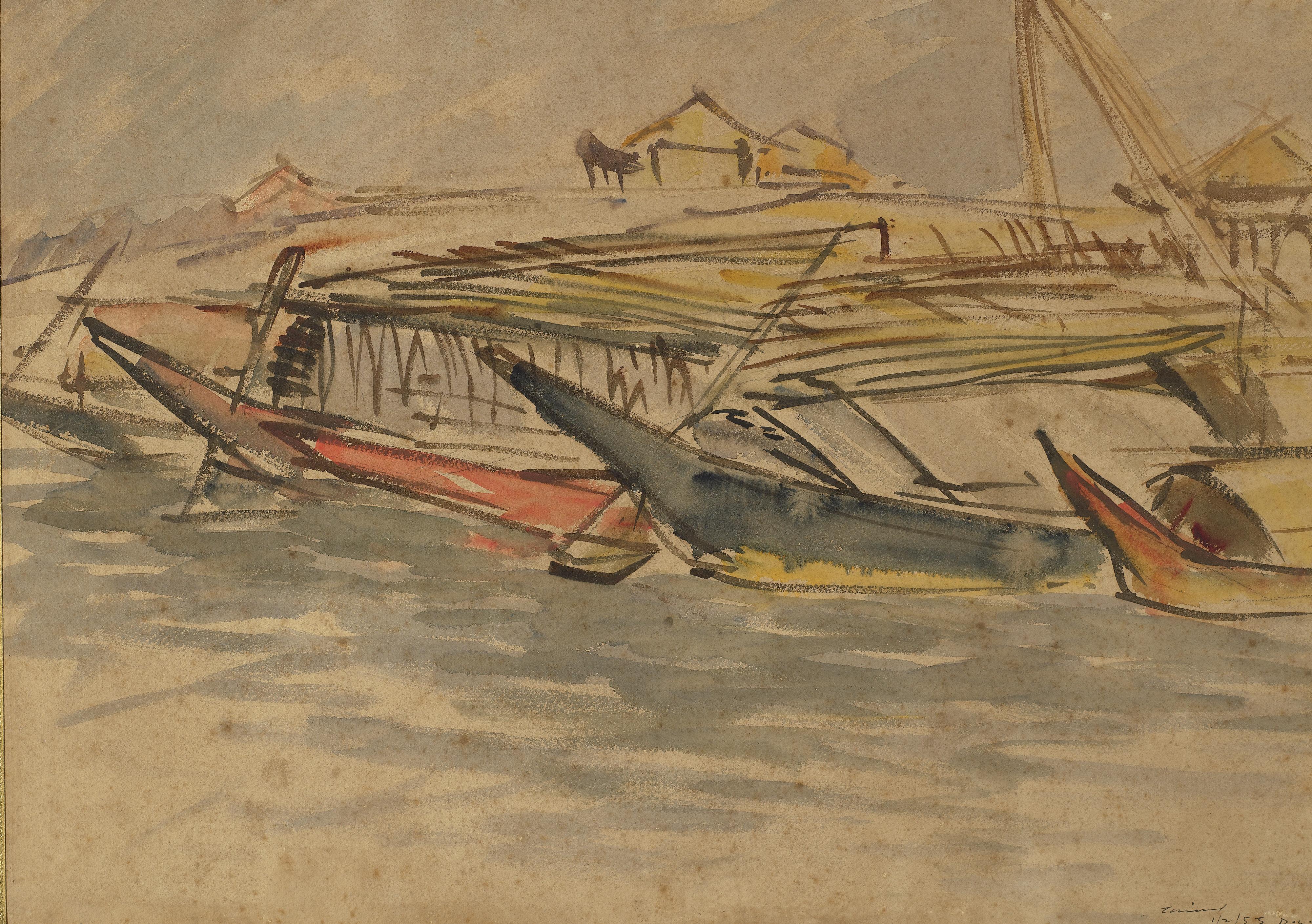 Zainul Abedin - Untitled (Boats)