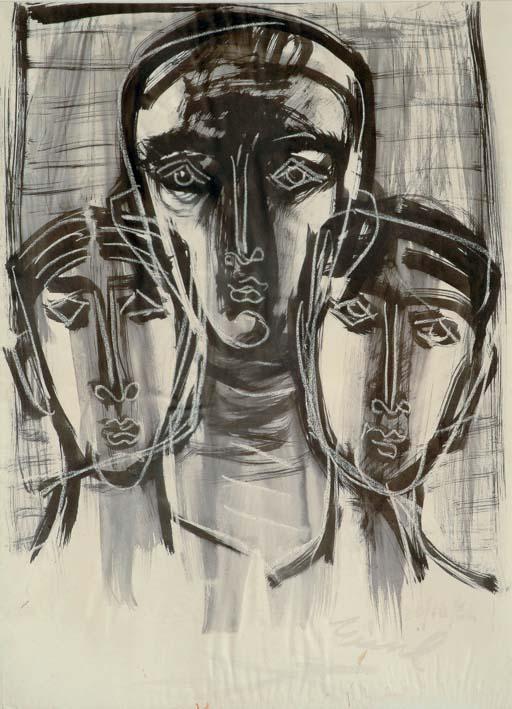Zainul Abedin - Untitled (The Three Faces)
