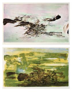 Zao Wou-Ki - TWO PLATE FROM À LA GLOIRE DE L\'IMAGE ET ART POETIQUE (IN HONOUR OF THE PICTURE AND OF POETRY)