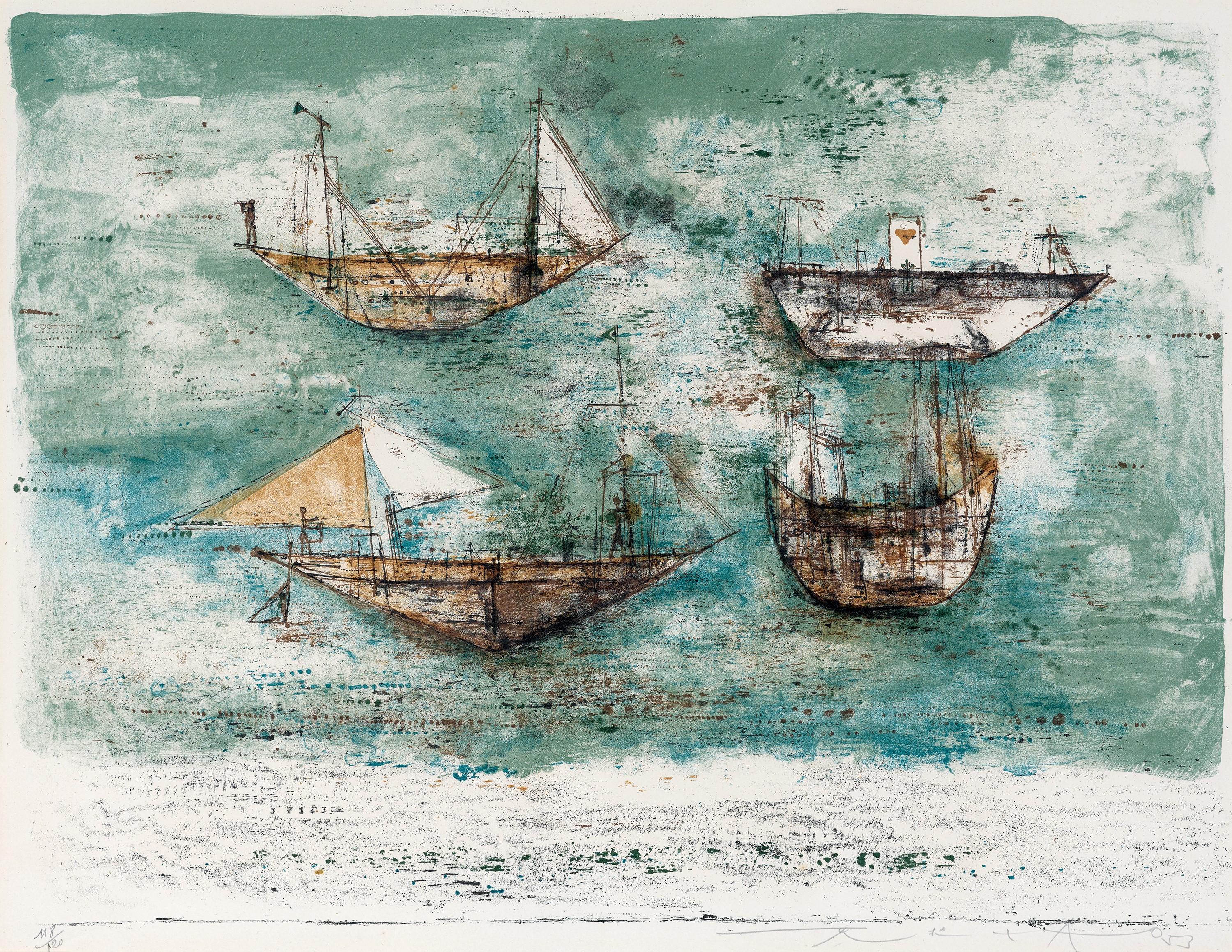 Zao Wou-Ki - Voiles À La Mer(Executed In 1953)