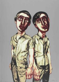 Zeng Fanzhi - Mask Series: two plates