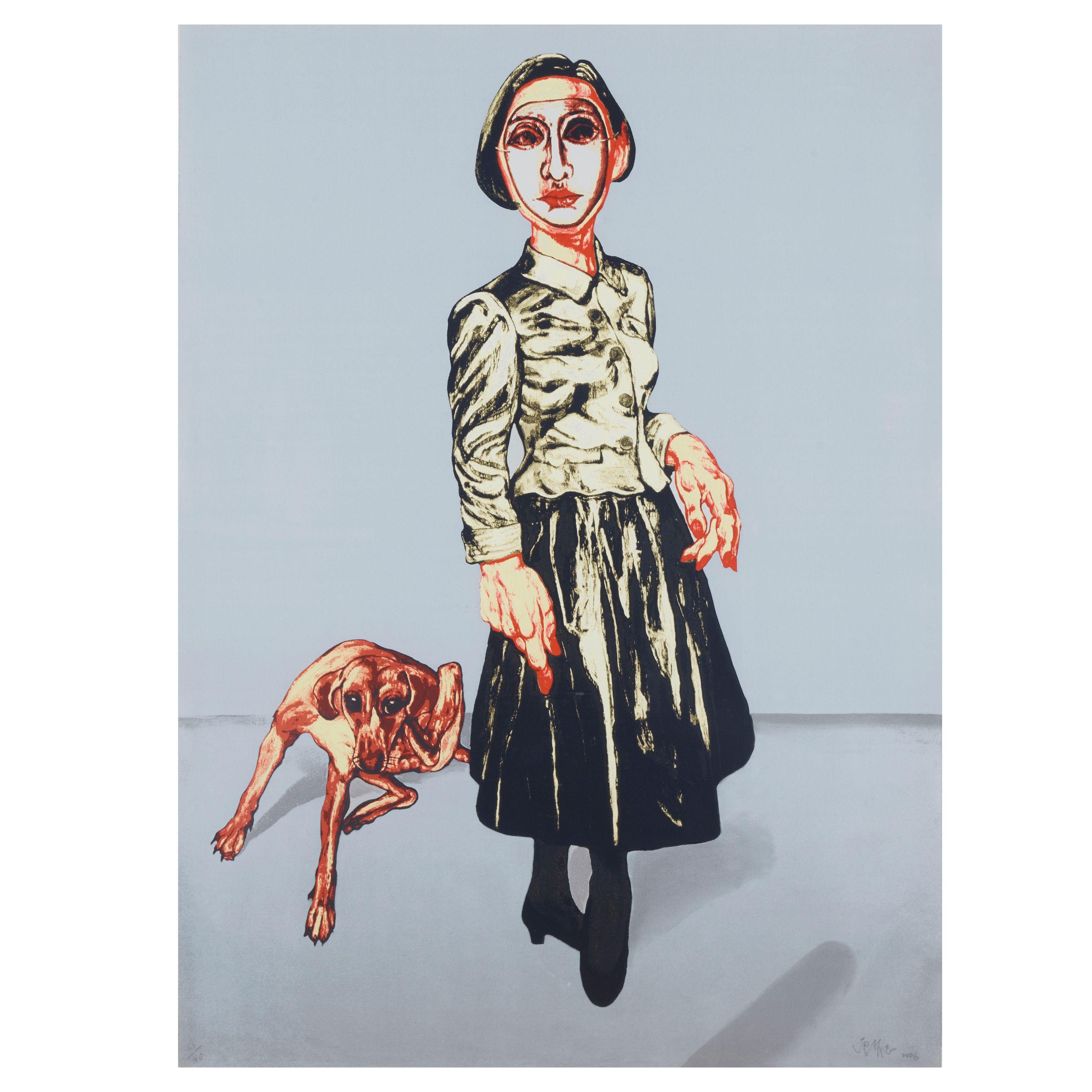 Zeng Fanzhi - Woman and Dog, from Mask Series