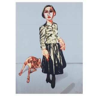 Zeng Fanzhi - Woman and Dog, from Mask Series
