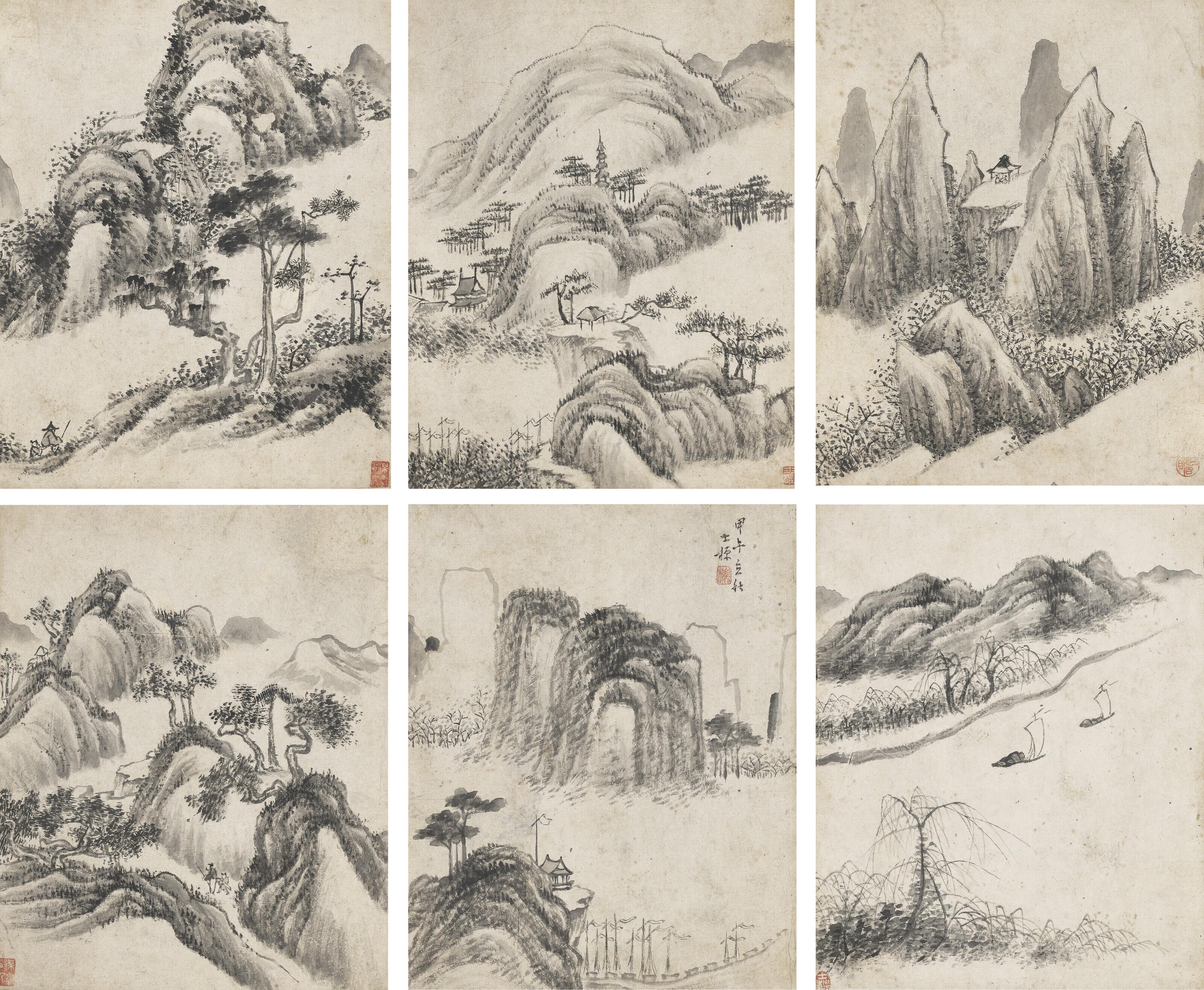 Zha Shibiao - Landscape and Scholars
