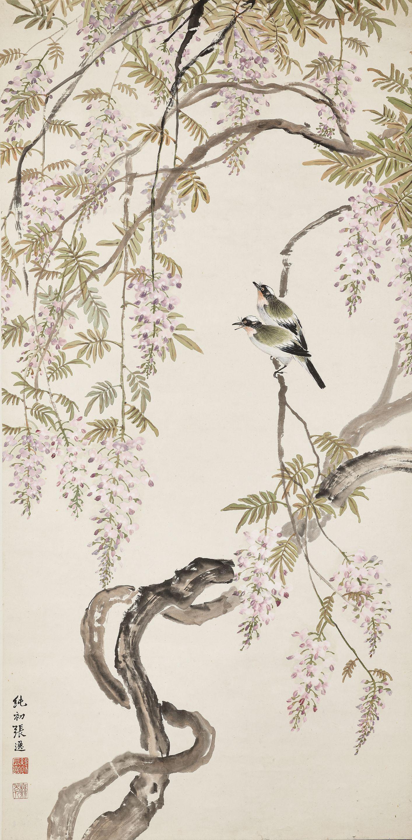 Zhang Chunchu - Birds and Wisteria