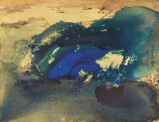 Zhang Daqian - Boating In The Evening Glow