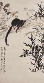 Zhang Daqian - Gibbon Playing