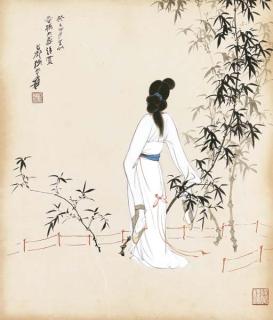 Zhang Daqian - Lady And Bamboo