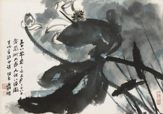 Zhang Daqian - Lotus in the Wind