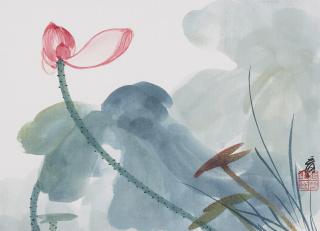 Zhang Daqian - Two Woodblock Prints of Peony and Lotus