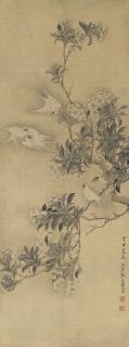 Zhang Naiqi - Peach Blossoms and Swallows