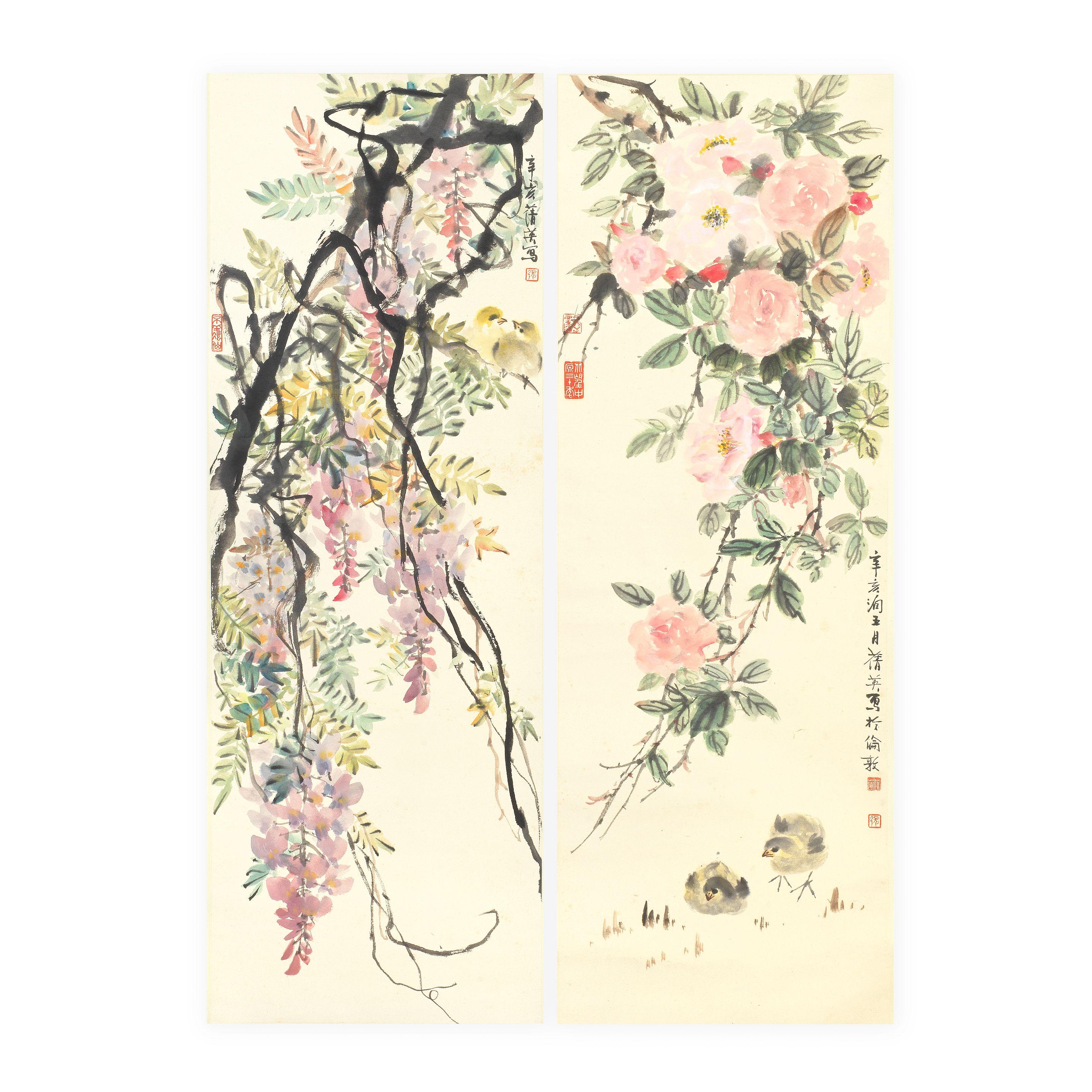 Zhang Qianying - Chicks and Flowers