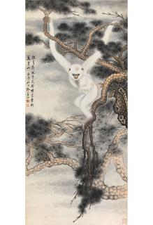 Zhang Shanzi - White Gibbon in a Pine Tree, 1930