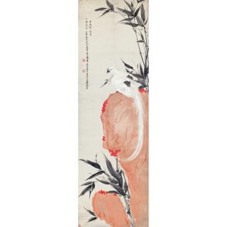 Zhang Shanzi - White Phoenix On Red Rock