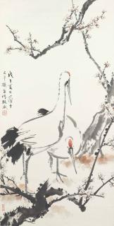 Zhang Shoucheng - PLUM BLOSSOMS AND CRANES