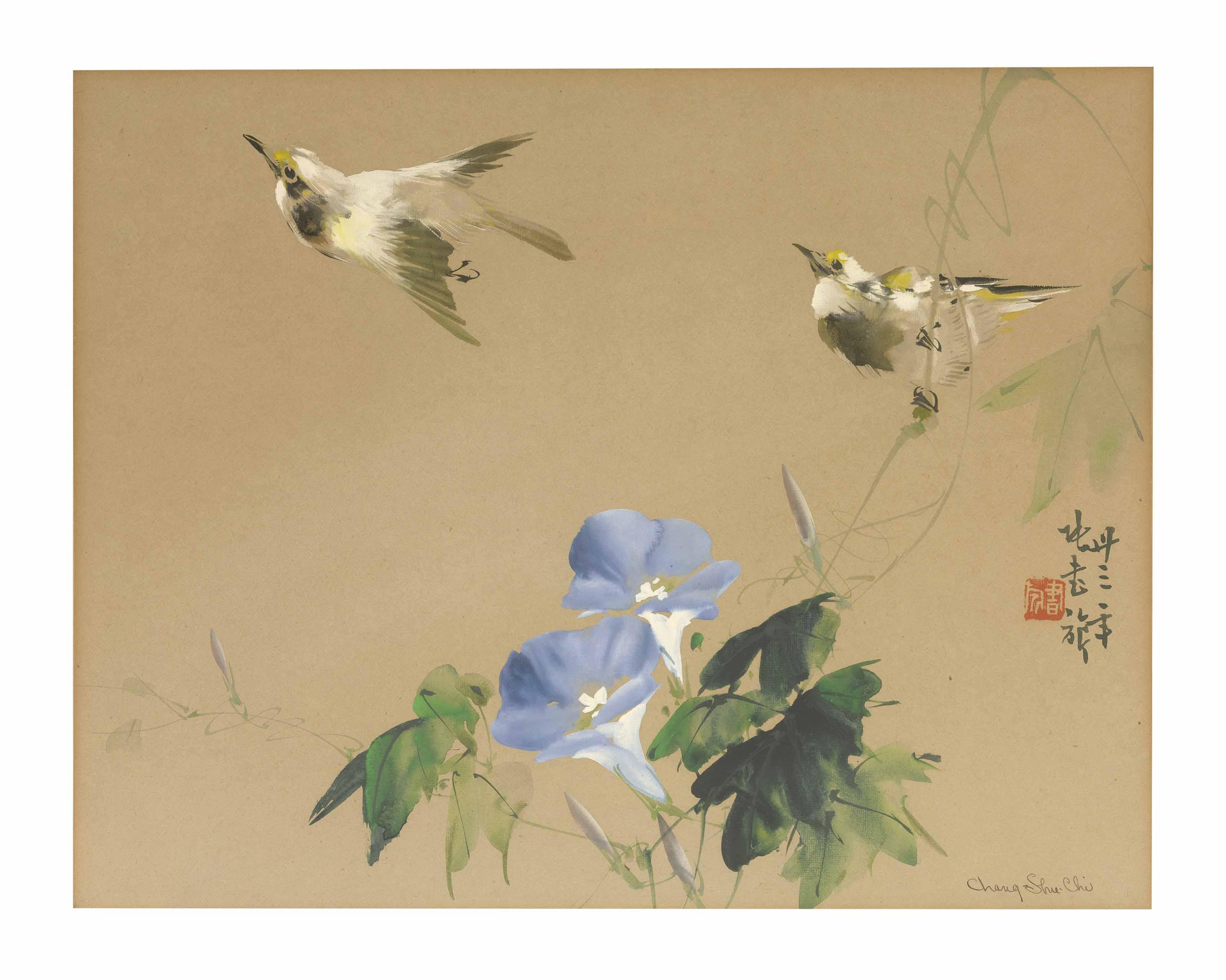 Zhang Shuqi - Two Birds and Flowers
