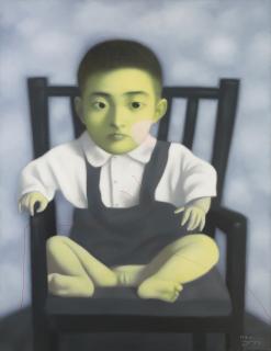 Zhang Xiaogang - Bloodline Series: Child Sitting in a Wooden Chair No. 2