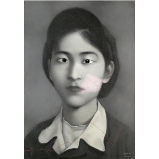 Zhang Xiaogang - Bloodlines Series: Girl With Grey Background