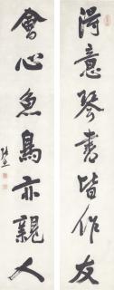 Zhang Zhao - Calligraphy Couplet In Running Script
