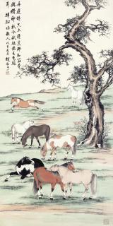 Zhao Jingyu - Horses On The Meadow
