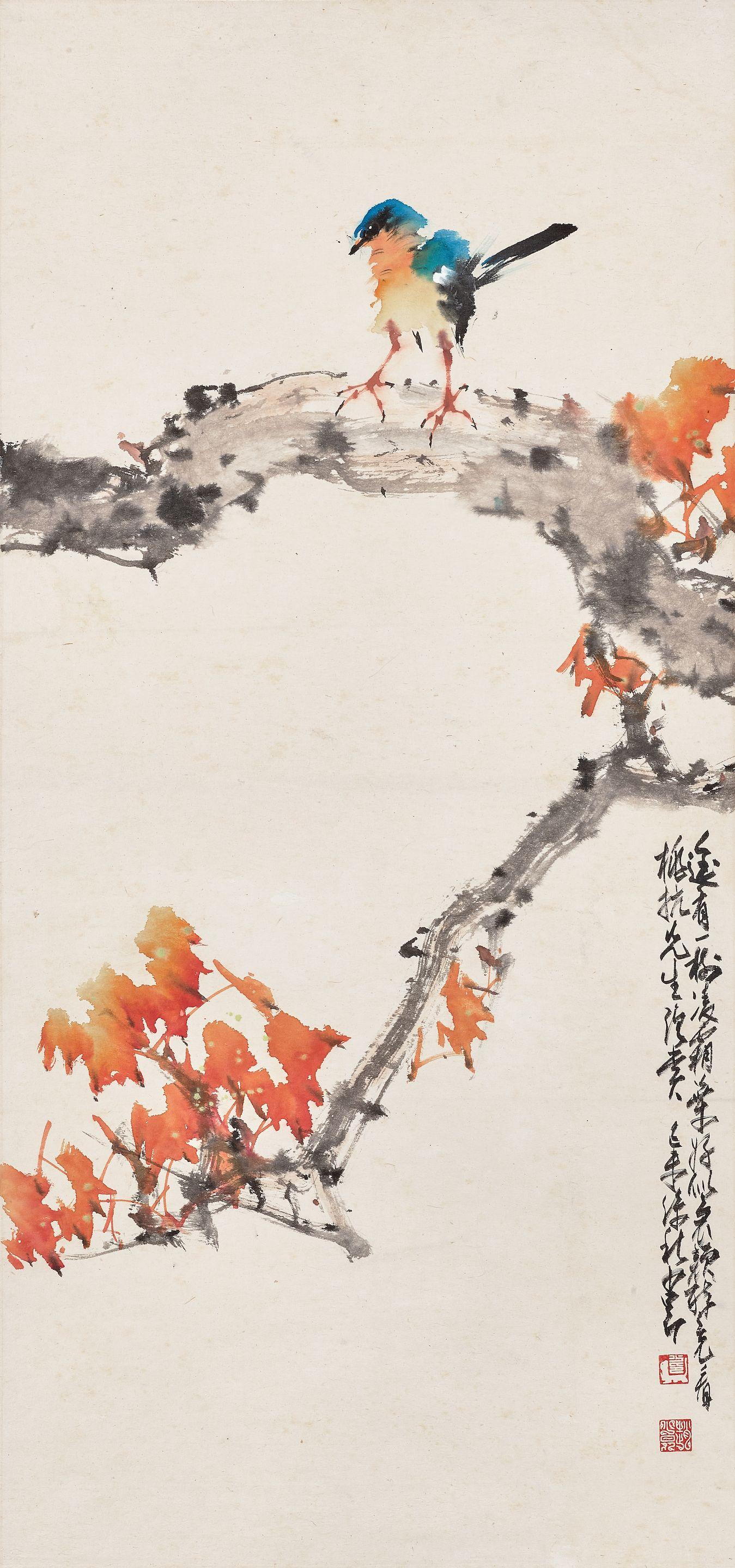 Zhao Shao\'Ang - Bird on Maple Tree, 1979