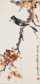 Zhao Shao\'Ang - Bird Perching on a Maple Tree Branch