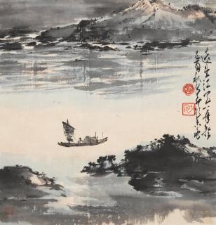 Zhao Shao\'ang - Boating in River Landscape, 1969