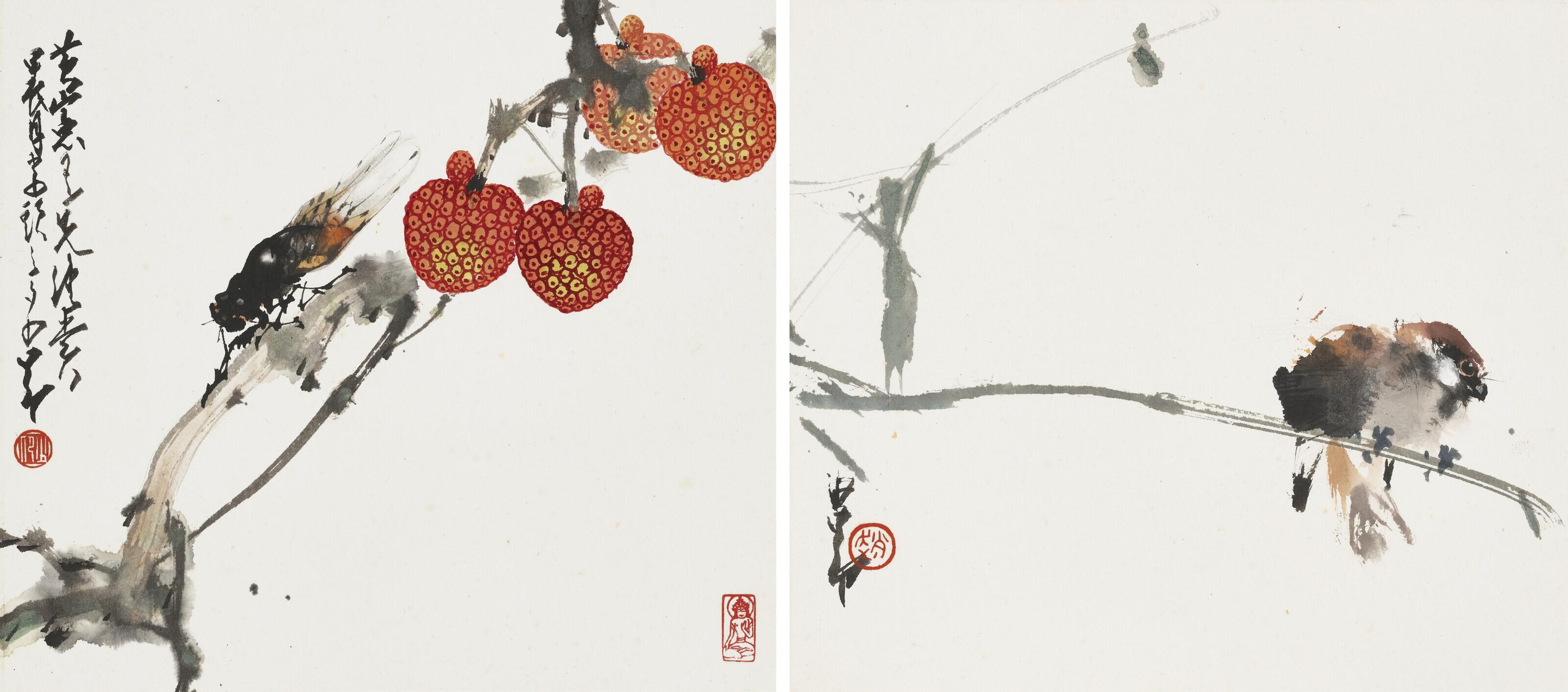 Zhao Shao’Ang - Lychees and Cicada / Sparrow on a Tree