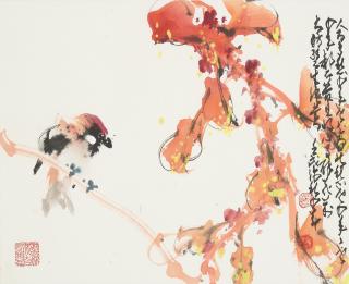 Zhao Shao\'ang - Sparrow and Autumn Leaves