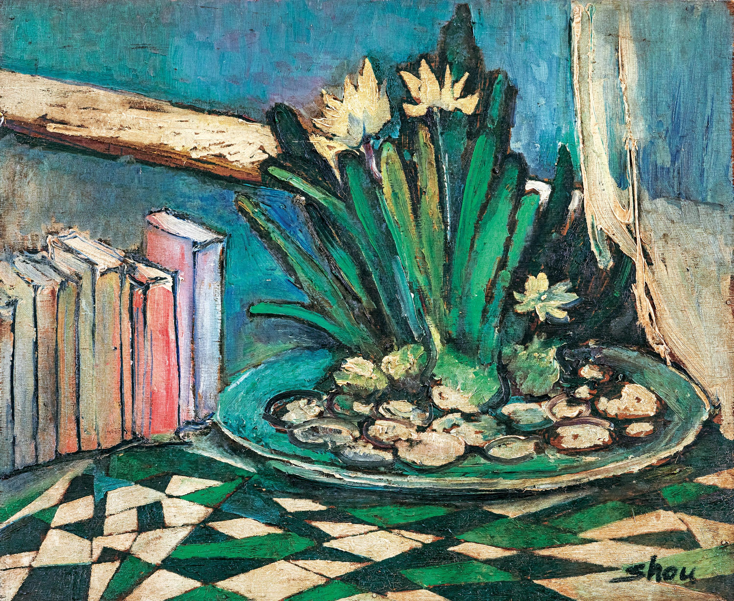 Zhao Shou - Narcissus in a Plate(Painted approximately in the late 1980s)