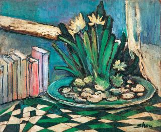 Zhao Shou - Narcissus in a Plate(Painted approximately in the late 1980s)