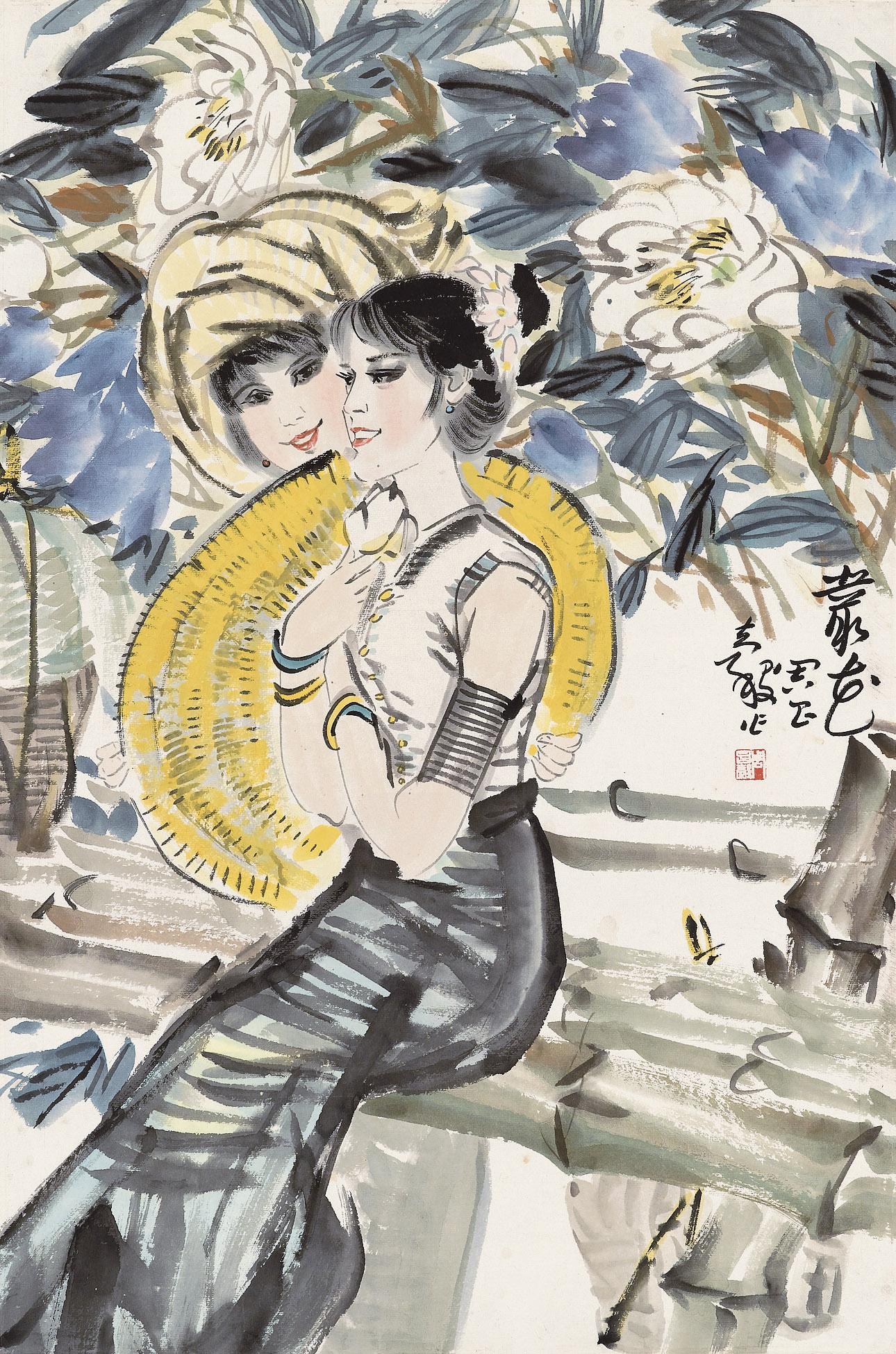 Zhou Changgu - Ladies Among Flowers