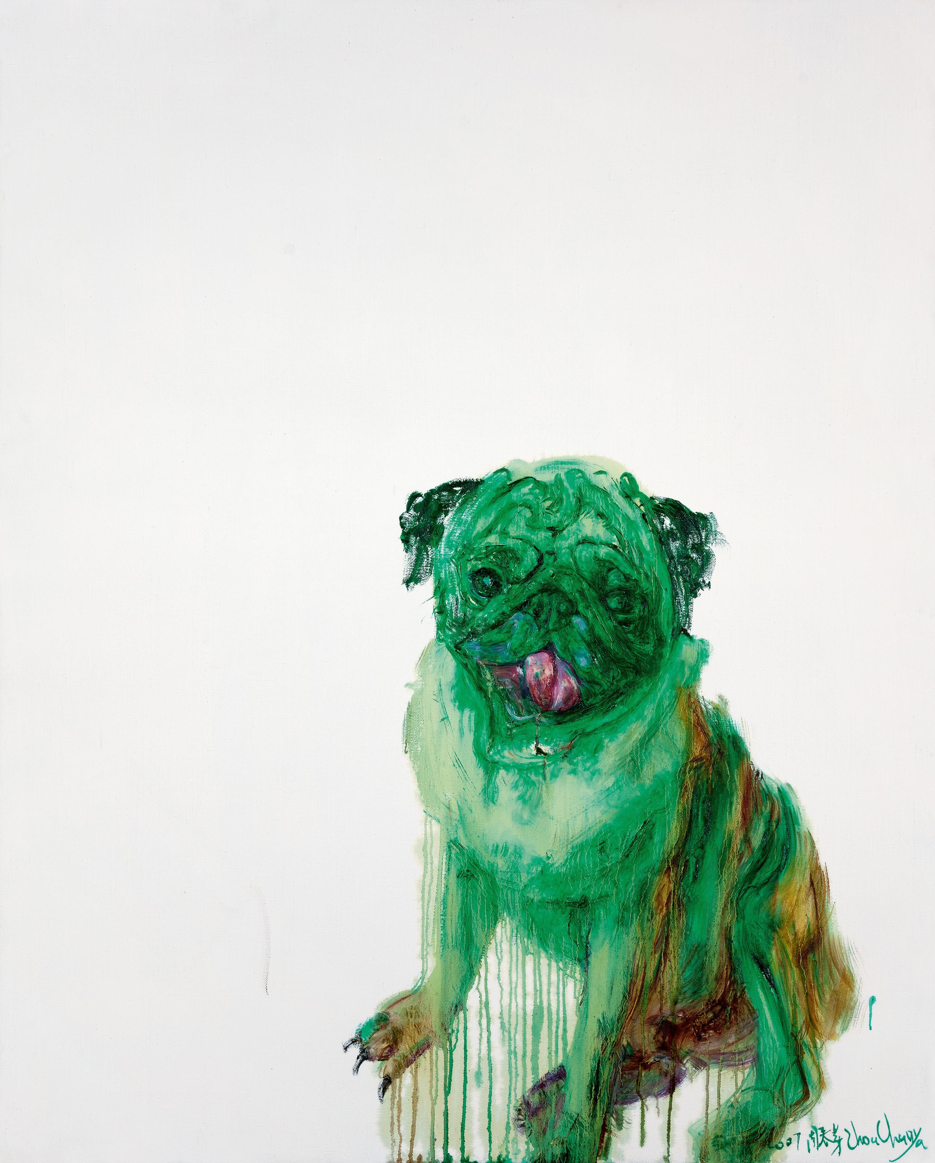 Zhou Chunya - Green Dog Series - Little Green Dog(Painted In 2007)
