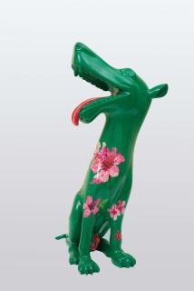 Zhou Chunya - Green Dog with Peach Blossom