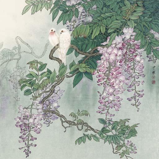 Zhou Zhongyao - Wisteria and Birds