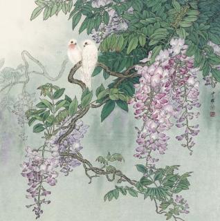 Zhou Zhongyao - Wisteria and Birds